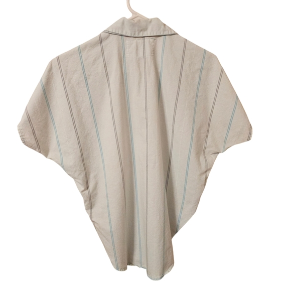 Vintage 80s CROPPED Striped Button-Up Top Sleevless - Picture 4 of 12